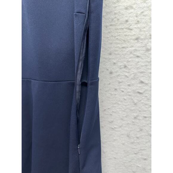 Zara Woman Navy Sleeveless Fit & Flare Dress Bow Back Detail Size L - Picture 3 of 8